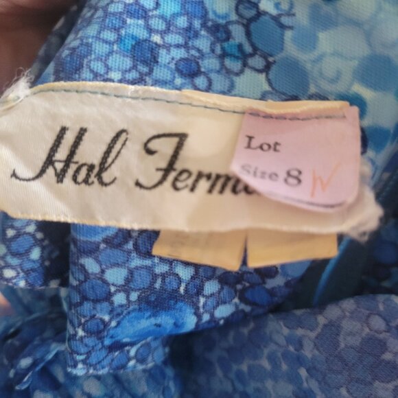 Vintage Hal Ferman Womens Size 8 Blue Skirt Blouse Set With Tie Neck Nwt - Picture 5 of 9